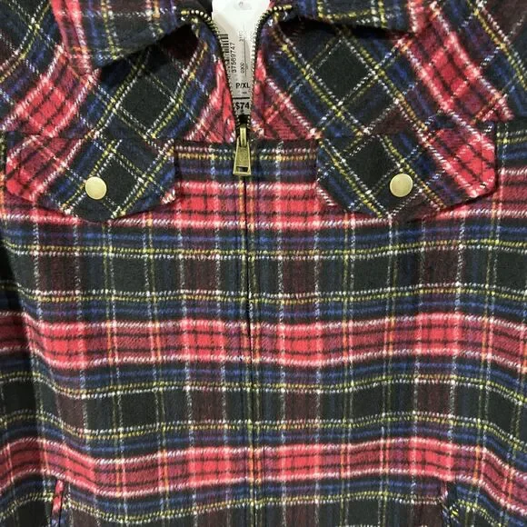 Christopher & Banks Wool Blend Plaid Fleece Full Zip Jacket Women Petite XL New - Picture 5 of 10